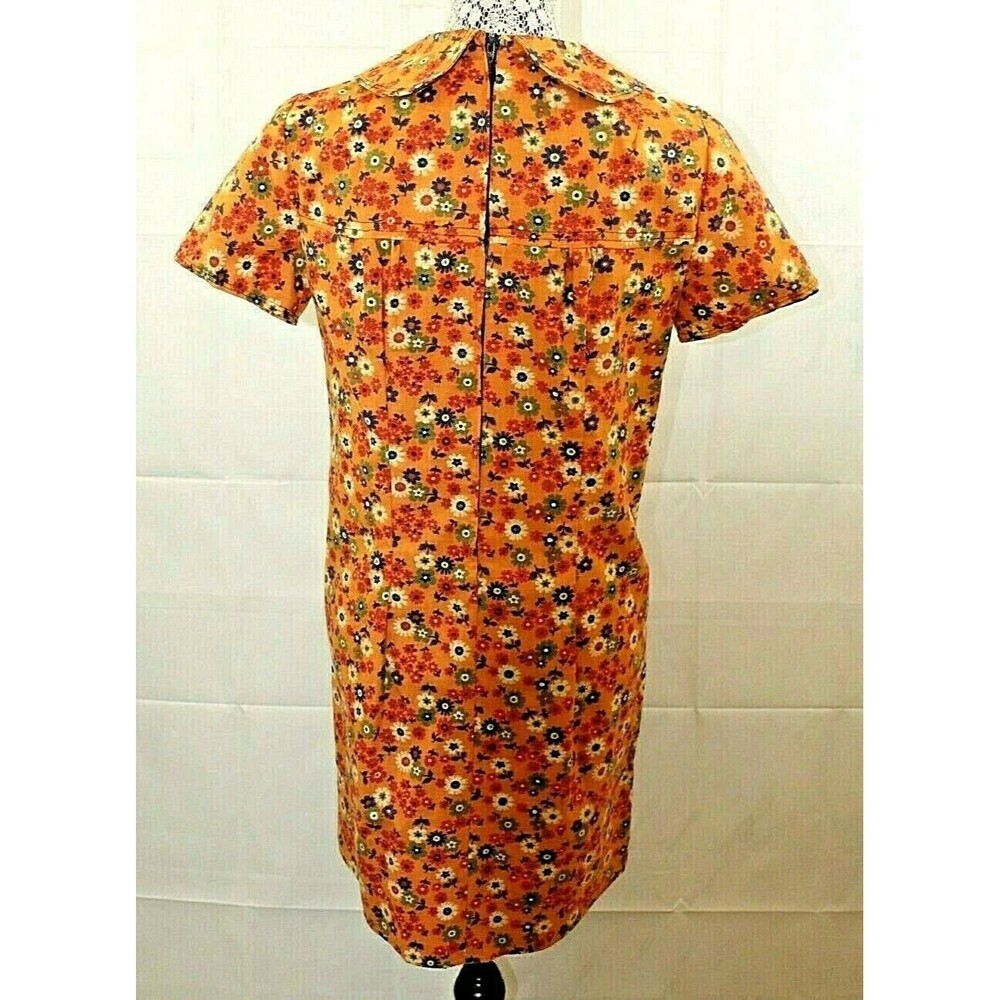 Vintage 60s Dress Womens Handmade Short Sleeve Floral Autumn Size S/M - Picture 5 of 6